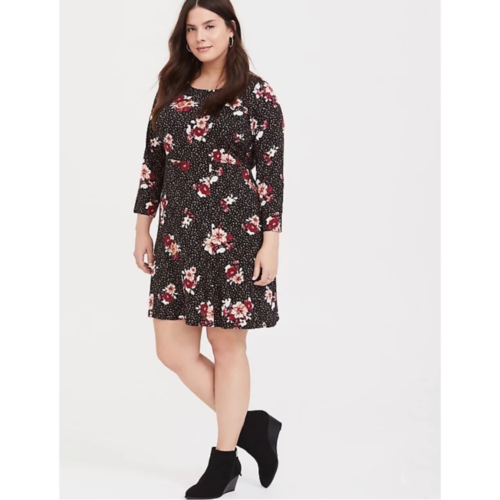 Torrid Black Floral Challis Dress